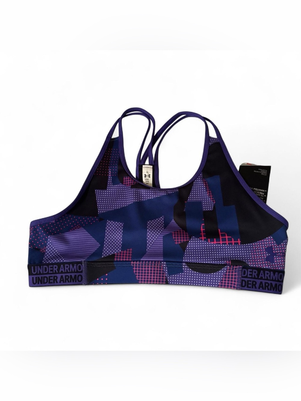 NWT Girls Under Armour Women's Purple Geo-Print Sports Bra